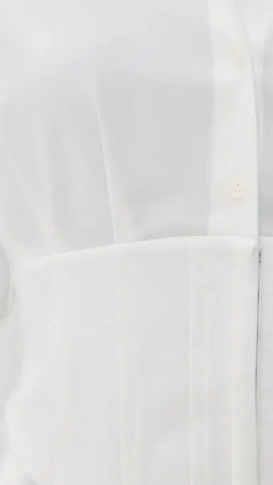 Alice + Olivia Edie Corset Button Down Mini Dress Off White | Thumbnail 6
