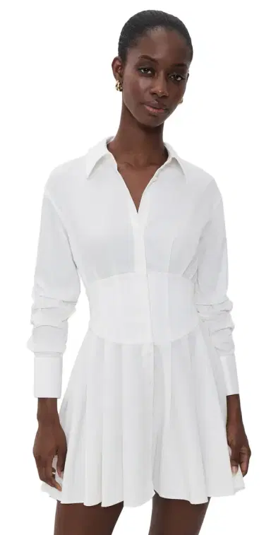 Alice + Olivia Edie Corset Button Down Mini Dress Off White | Thumbnail 1