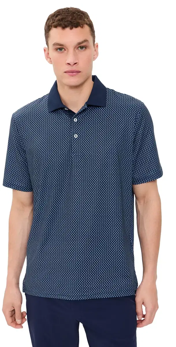 Teed Up Printed Jersey Polo Refined Navy Teed Up