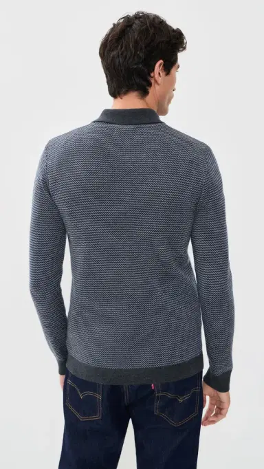 Taylor Stitch The Newton Birdseye Sweater Polo Navy Birdseye 42 | Thumbnail 3