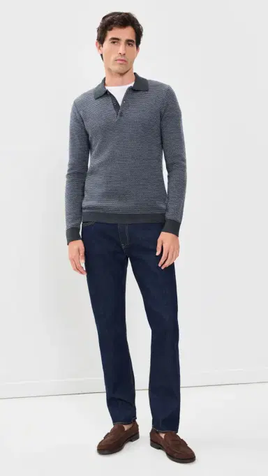Taylor Stitch The Newton Birdseye Sweater Polo Navy Birdseye | Thumbnail 5 Taylor Stitch The Newton Birdseye Sweater Polo Navy Birdseye | Thumbnail 5