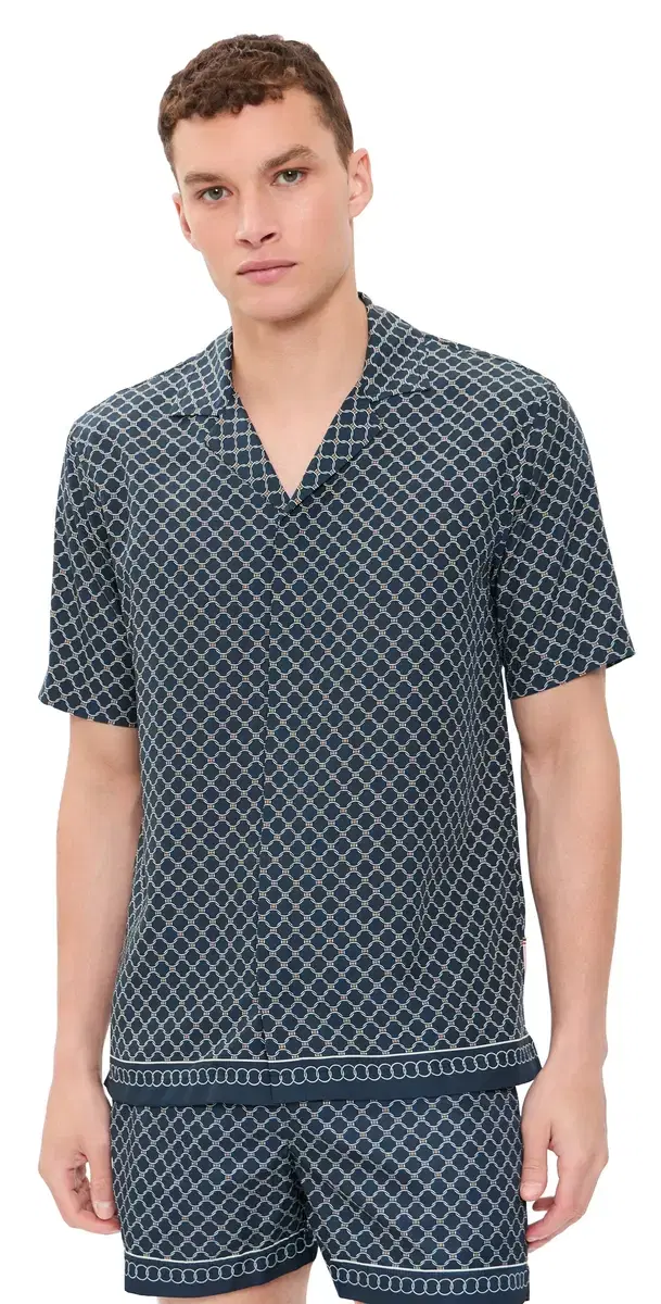 Orlebar Brown Maitan Tessoro Collared Shirt Night Iris