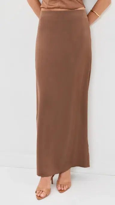 LIONESS Front Row Maxi Skirt Chocolate | Thumbnail 2