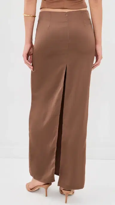 LIONESS Front Row Maxi Skirt Chocolate | Thumbnail 3