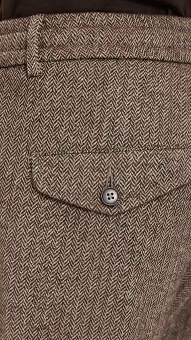 UNIVERSAL WORKS Wool Herringbone Pleated Track Pants Brown | Thumbnail 6 UNIVERSAL WORKS Wool Herringbone Pleated Track Pants Brown | Thumbnail 6