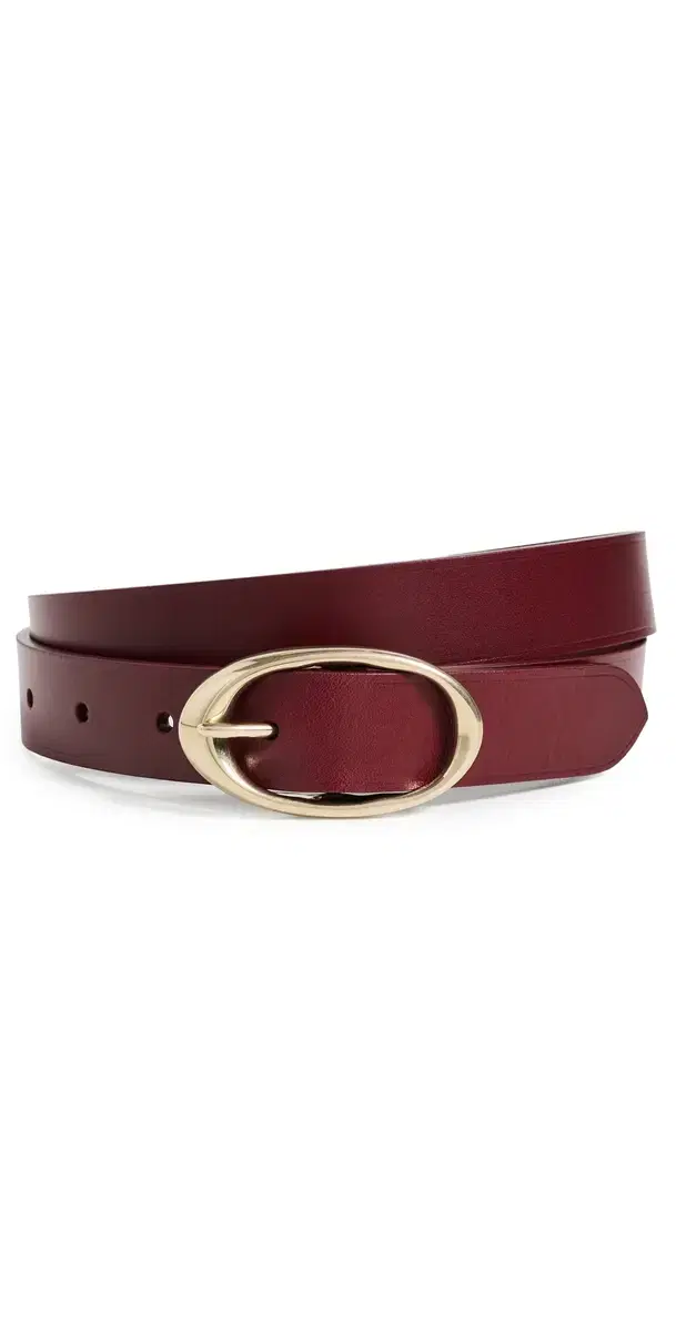 TWP Narrow Leather Belt Burgundy