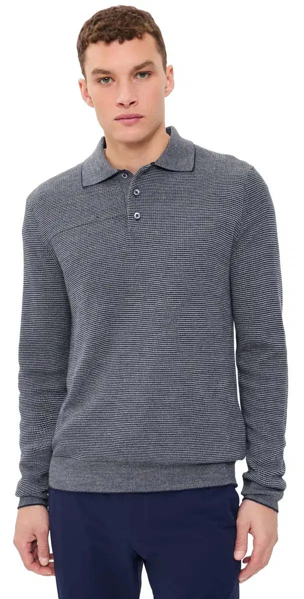RLX Ralph Lauren Merino Coolmax triped Polo Sweater Navy Combo