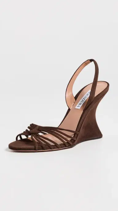 Aquazzura Serenity Suede Wedges 95mm Espresso 37 | Thumbnail 2