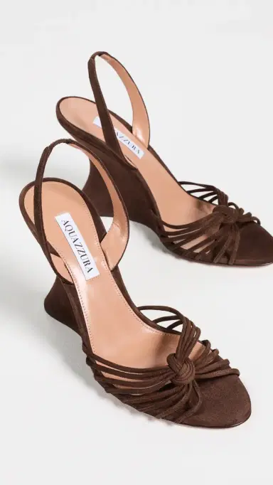 Aquazzura Serenity Suede Wedges 95mm Espresso 37 | Thumbnail 4