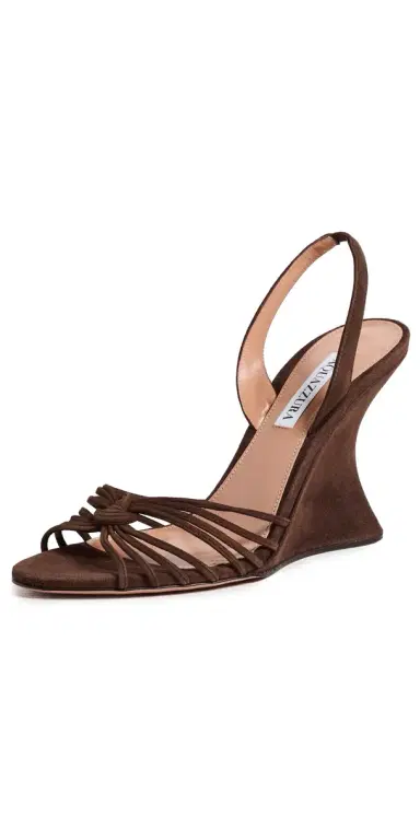 Aquazzura Serenity Suede Wedges 95mm Espresso 37 | Thumbnail 1