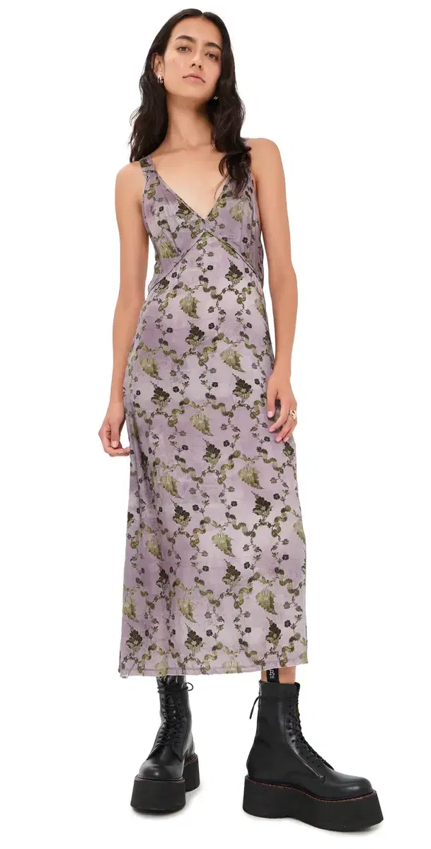 R13 Grunge lip Dress Purple Floral