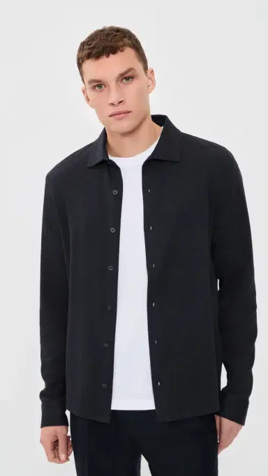 Vince Herringbone Button Down Coastal/Azure | Thumbnail 2