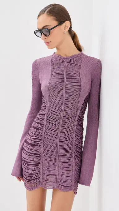 The Attico Fringe Mini Dress Dark Purple | Thumbnail 2