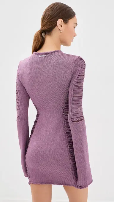The Attico Fringe Mini Dress Dark Purple | Thumbnail 3