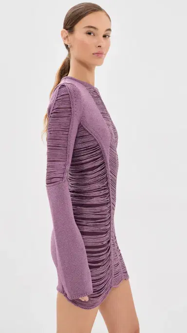 The Attico Fringe Mini Dress Dark Purple | Thumbnail 4