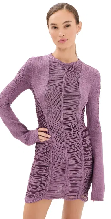 The Attico Fringe Mini Dress Dark Purple | Thumbnail 1