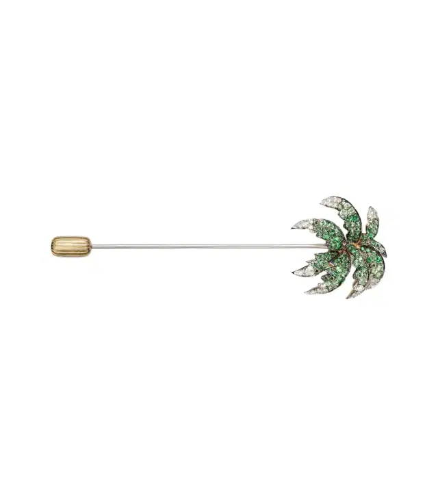 Yvonne Leon Yvonne Léon Palmier 9kt gold brooch with tsavorites and diamonds