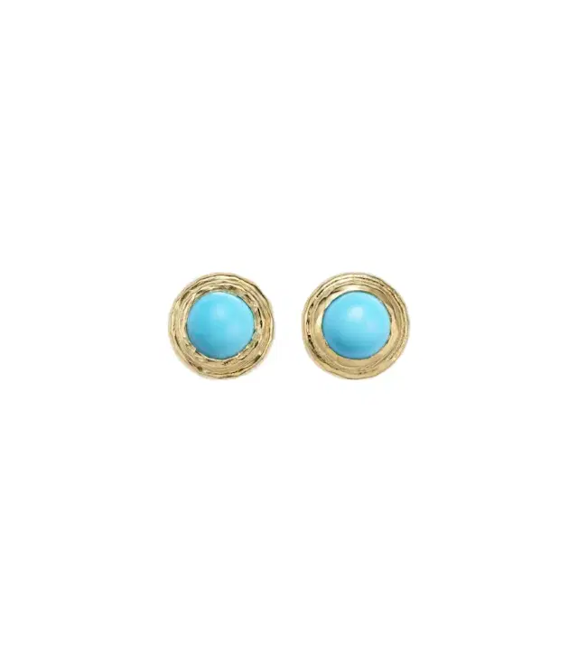 Coral Beach 18kt gold earrings with turquoises