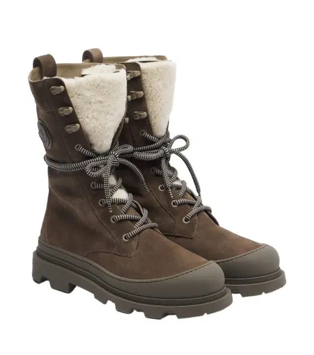 Moncler Vera shearling-trimmed suede lace-up boots