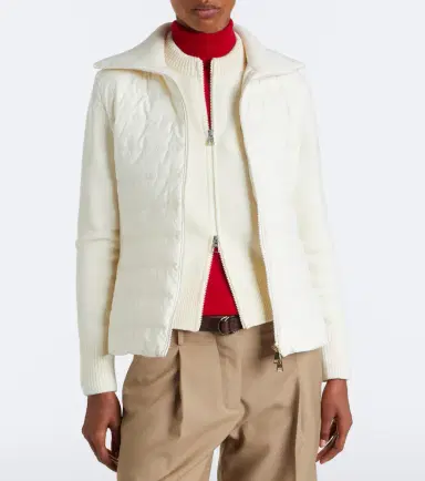 Moncler Down-paneled virgin wool cardigan | Thumbnail 2 Moncler Down-paneled virgin wool cardigan | Thumbnail 2