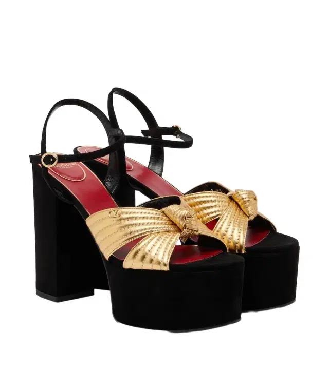 Valentino Garavani Crasher metallic leather platform sandals