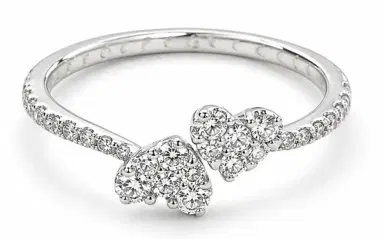 Wish Fine Jewelry 0.45ct Diamond 14K Gold Heart Bypass Ring | Thumbnail 1