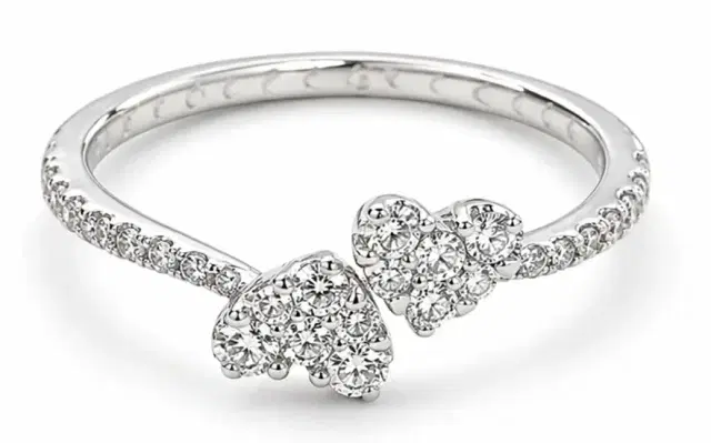 Wish Fine Jewelry 0.45ct Diamond 14K Gold Heart Bypass Ring