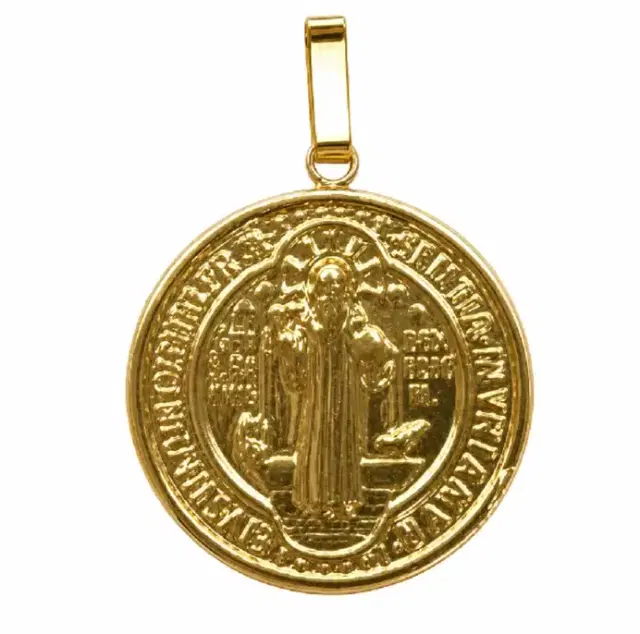 18K Gold Sant Benedict Medal Pendant