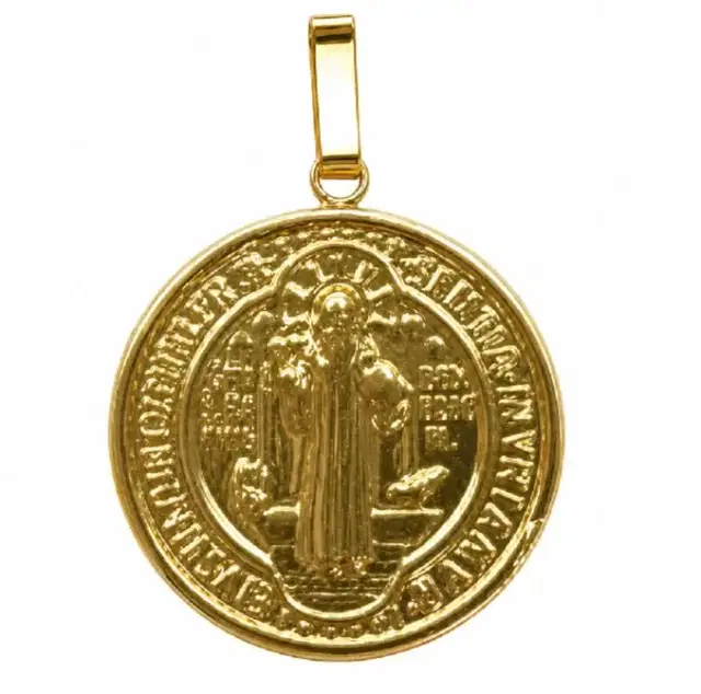 18K Gold Sant Benedict Medal Pendant