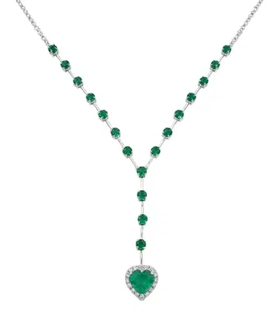 Wish Fine Jewelry 2.65ct Diamond Emerald 18K Gold Lariat Necklace | Thumbnail 1