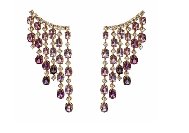 Wish Fine Jewelry 21.62ct Diamond Sapphire 18K Gold Cascade Earrings