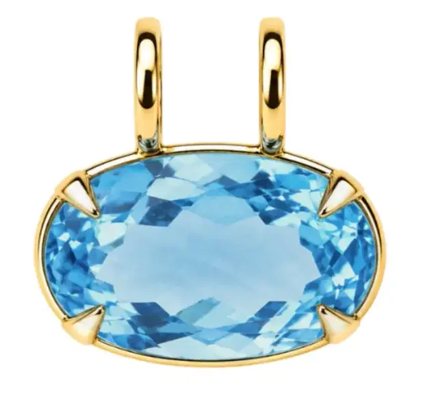 Wish Fine Jewelry 23.04ct Sky Blue Topaz 18K Gold Oval Pendant