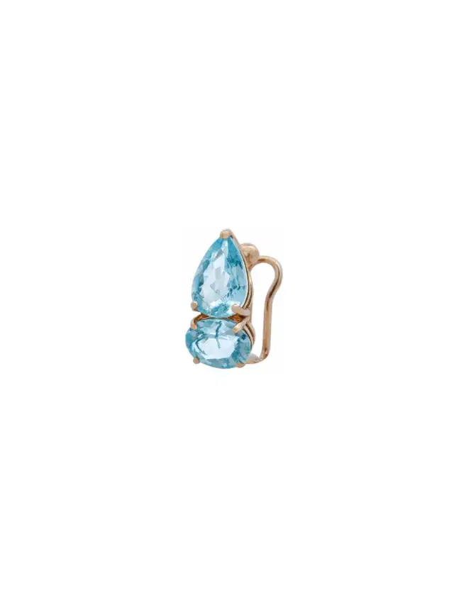 Wish Fine Jewelry 6.35ct Aquamarine 18K Gold Two Stone Ear Cuff
