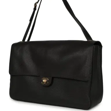 Chanel Chanel Maxi "Souplissimo" Large Flap Bag Black Grained Calfskin Gold Hardware | Thumbnail 4