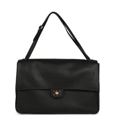 Chanel Chanel Maxi "Souplissimo" Large Flap Bag Black Grained Calfskin Gold Hardware | Thumbnail 7