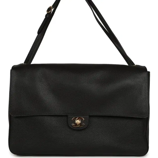 Chanel Chanel Maxi "Souplissimo" Large Flap Bag Black Grained Calfskin Gold Hardware