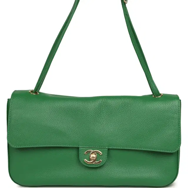 Chanel Chanel Maxi "Souplissimo" Small Flap Bag Green Grained Calfskin Gold Hardware