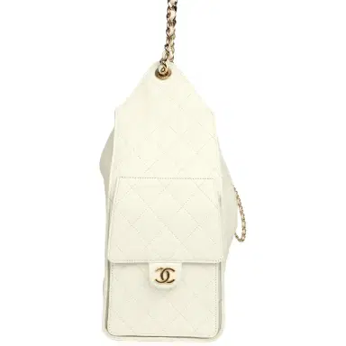 Chanel Chanel Medium 25 Hobo Bag White Caviar Gold Hardware | Thumbnail 3