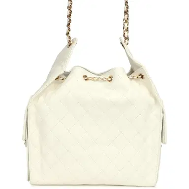 Chanel Chanel Medium 25 Hobo Bag White Caviar Gold Hardware | Thumbnail 4