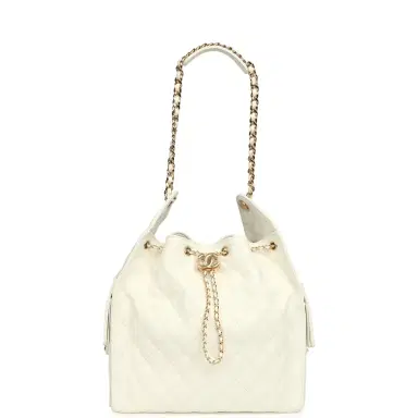 Chanel Chanel Medium 25 Hobo Bag White Caviar Gold Hardware | Thumbnail 7
