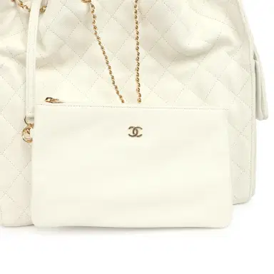 Chanel Chanel Medium 25 Hobo Bag White Caviar Gold Hardware | Thumbnail 8