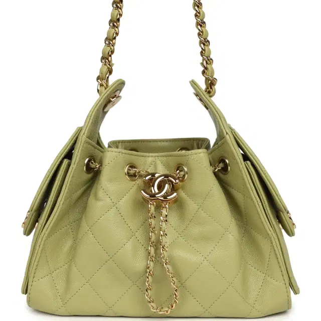 Chanel Chanel Mini 25 Hobo Bag Green Caviar Gold Hardware