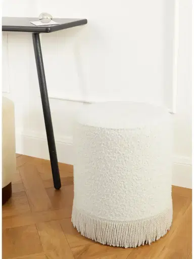 SIX THE RESIDENCE Fringed Bouclé Pouf | Thumbnail 2