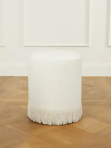 SIX THE RESIDENCE Fringed Bouclé Pouf | Thumbnail 1