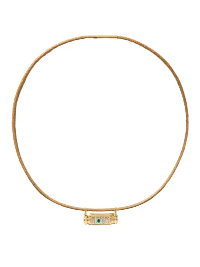 Marie Lichtenberg Luck 18-karat Yellow And White Gold, Emerald And Leather Necklace