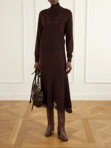 Zimmermann Valiant Lace-trimmed Wool Midi Skirt | Thumbnail 2