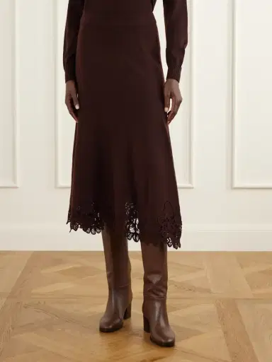 Zimmermann Valiant Lace-trimmed Wool Midi Skirt | Thumbnail 3