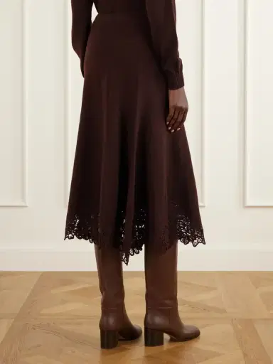Zimmermann Valiant Lace-trimmed Wool Midi Skirt | Thumbnail 4