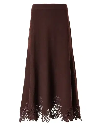 Zimmermann Valiant Lace-trimmed Wool Midi Skirt | Thumbnail 1