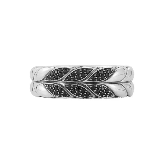 JAI JAI Sterling Silver Black Spinel Basketweave Men's Band Ring JJH5020MR-BS - by The Solist